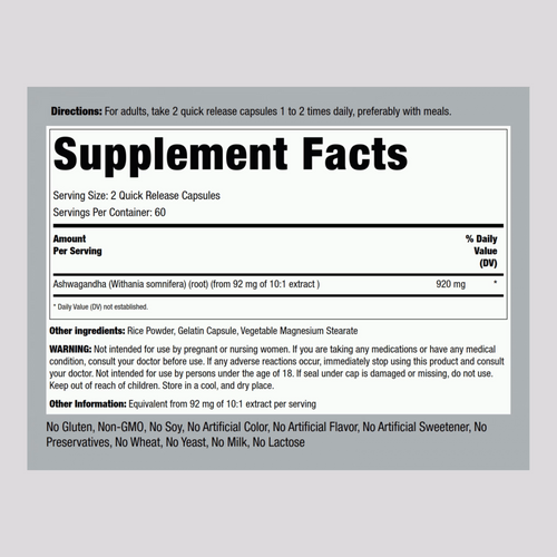 Rucest™Ashwagandha Root (Withania somnifera), 920 mg (per serving), 120 Quick Release Capsules