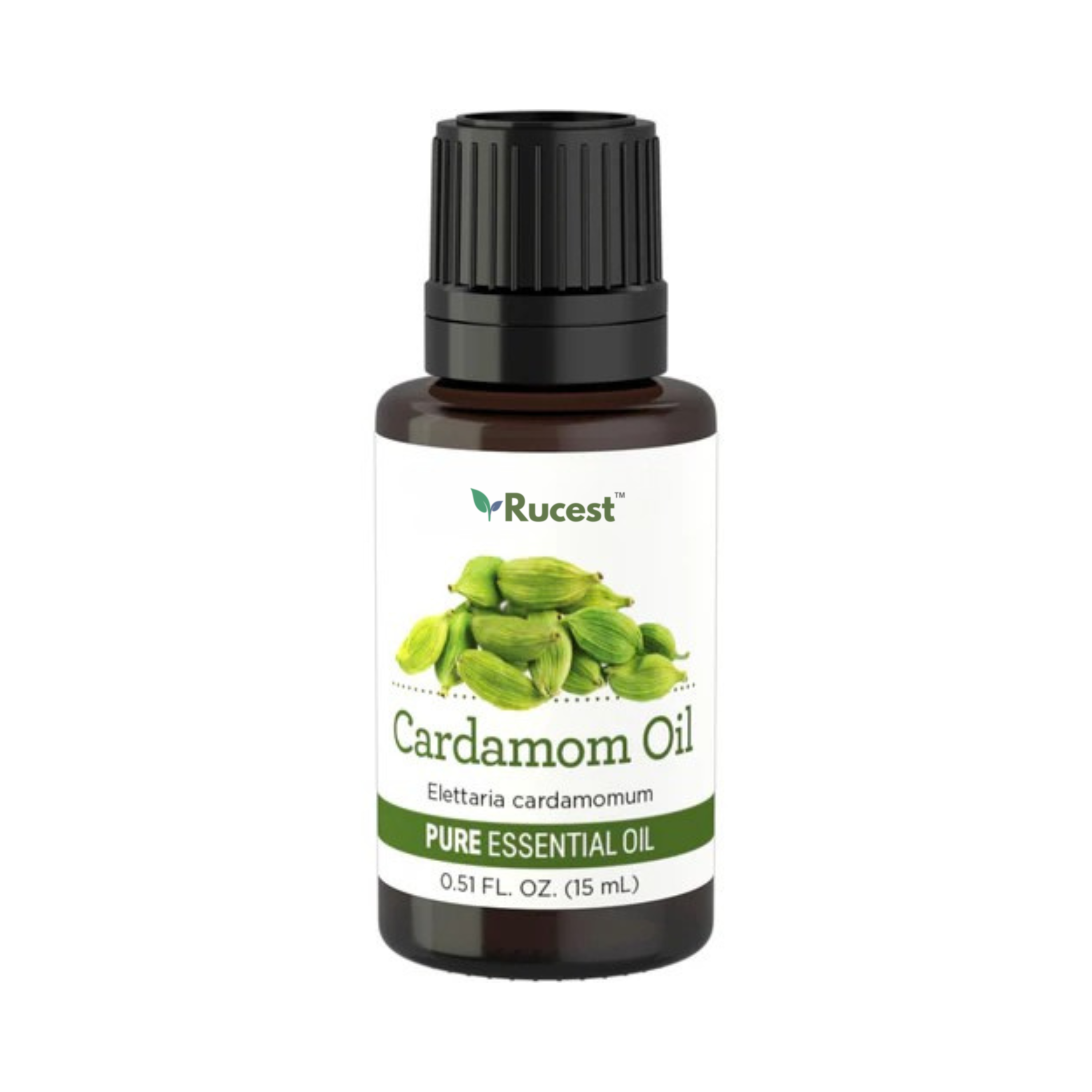 Rucest™Cardamom Pure Essential Oil (GC/MS Tested), 1/2 fl oz (15 mL) Dropper Bottle