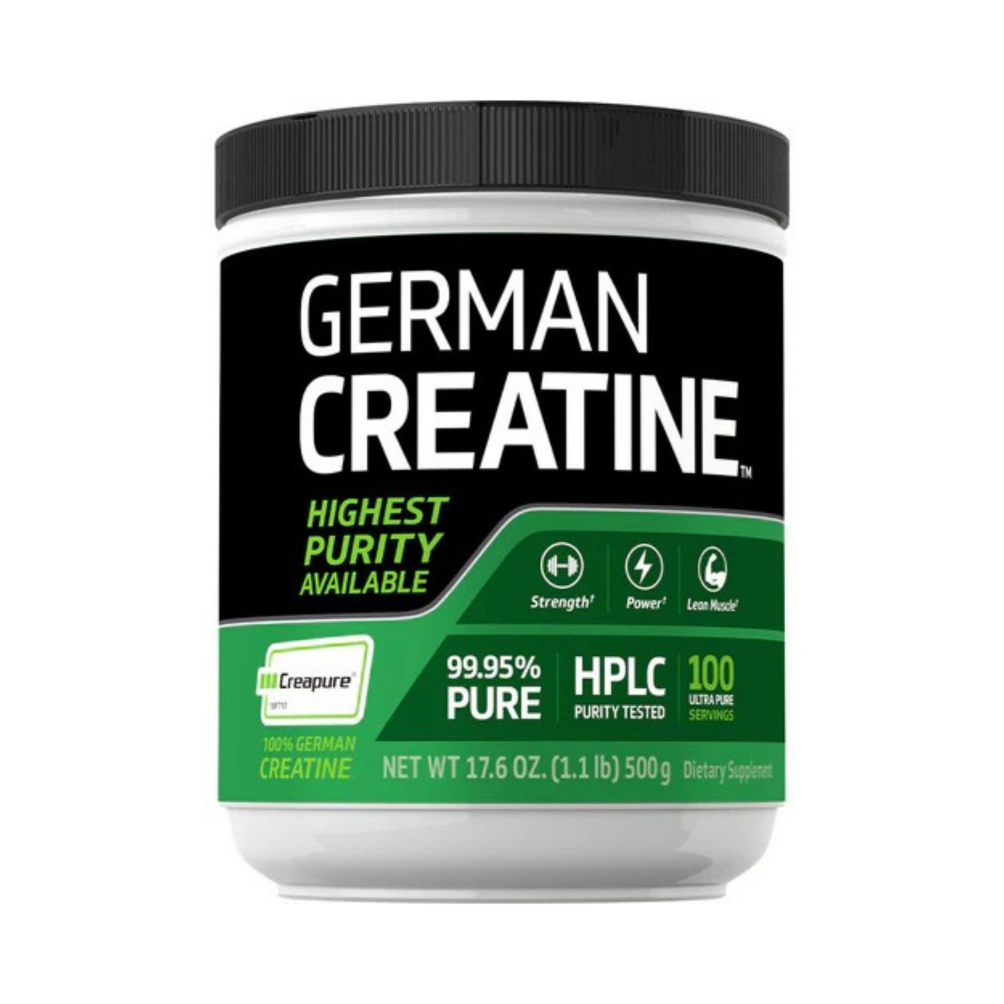 German Creatine Monohydrate (Creapure), 5000 mg (per serving), 1.1 lb (500 g) Bottle