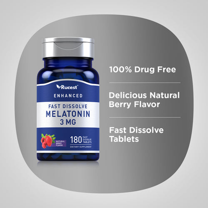Melatonin (Natural Berry), 3 mg, 180 Fast Dissolve Tablets