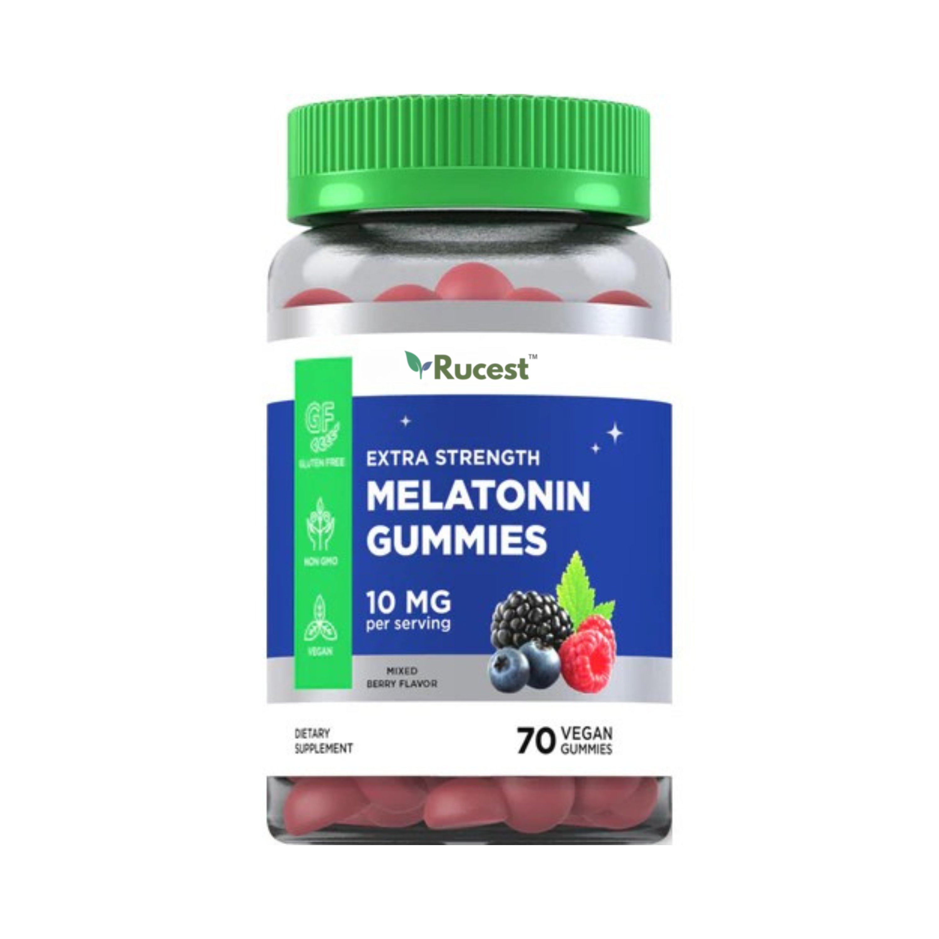 Rucest™Melatonin (Mixed Berry), 10 mg (per serving), 70 Vegan Gummies