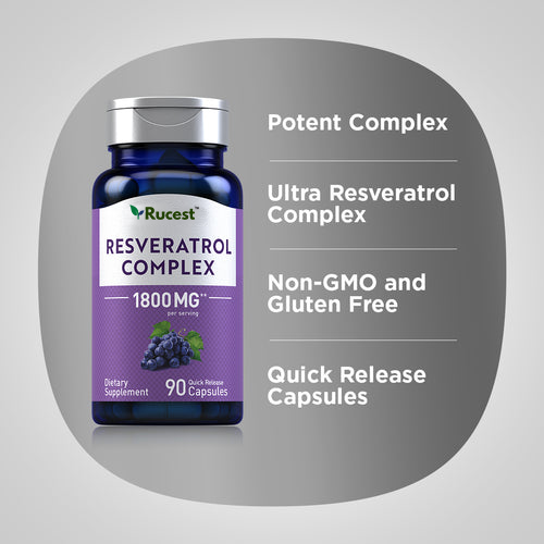 Rucest™Resveratrol Complex, 1800 mg (per serving), 90 Quick Release Capsules