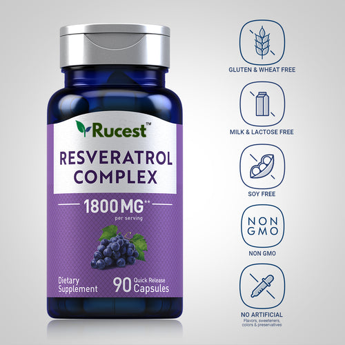 Rucest™Resveratrol Complex, 1800 mg (per serving), 90 Quick Release Capsules