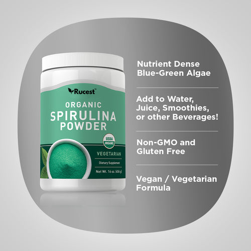 Rucest™Spirulina Powder (Organic), 16 oz (454 g) Bottle