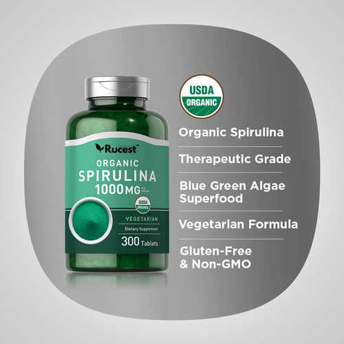 Rucest™Spirulina (Organic), 1000 mg (per serving), 300 Vegetarian Tablets