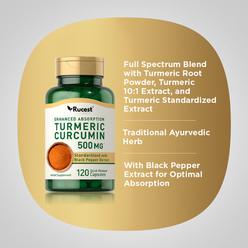 Rucest™Standardized Turmeric Curcumin Complex, 500 mg, 120 Quick Release Capsules