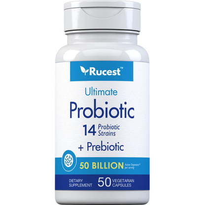 Probiotic 14 Strains 50 Billion Organisms (per serving) plus Prebiotic, 50 Vegetarian Capsules